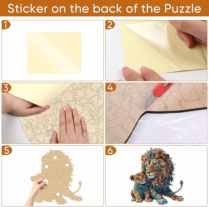 Wooden Puzzles for Adults, Lion Family Jigsaw Puzzles 500 Piece, Unique Shape Puzzles for Adults and Kids, Fun Challenging Puzzles Family Game Gift, Royal Size 16.5 x 16.9 Inches