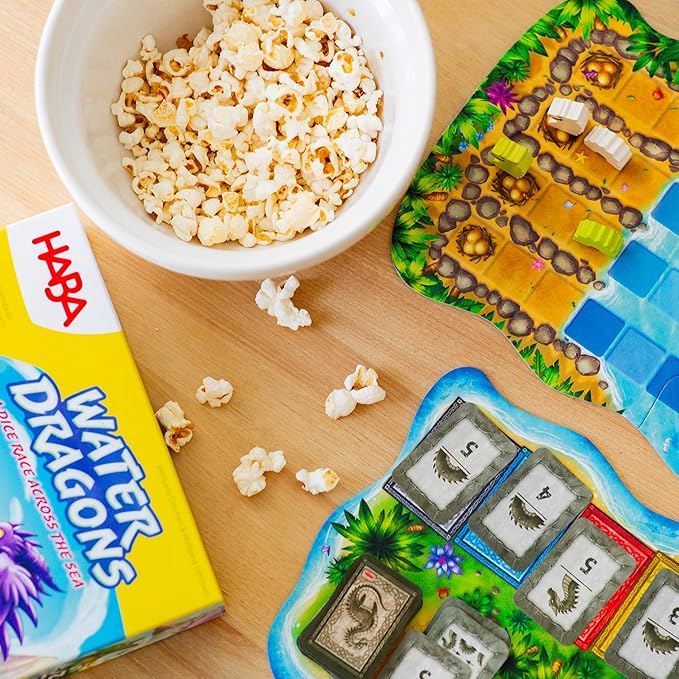 HABA Water Dragons: Kids Board Game and Fast-Paced Dice Game with Wooden Components for Ages 5 and up, Made in Germany