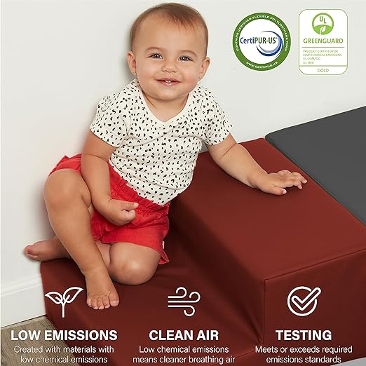 Factory Direct Partners SoftScape Toddler Playtime Square Corner Climber, Indoor Active Playset for Toddlers and Kids, Safe Soft Foam for Crawling and Sliding (4-Piece) - Vintage, 13232-134