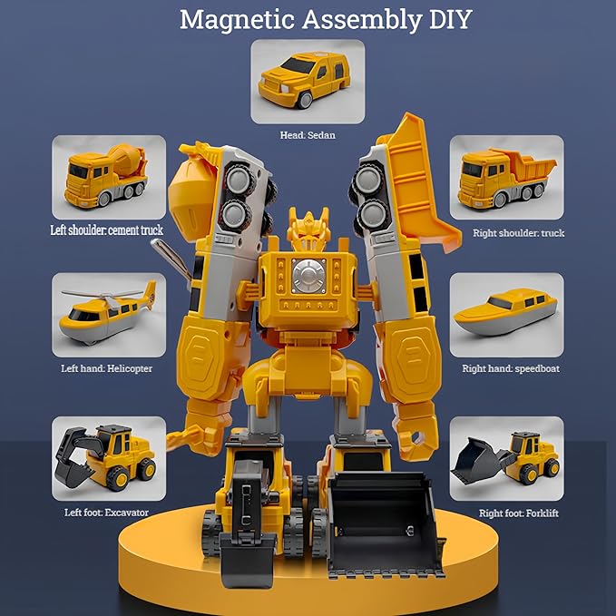 Magnetic Transform Engineering Car Assembled Toys with Storage Box, Magnetic Cars and Trucks for Kids, Magnetic Blocks for Toddlers,Outdoor Activities for Kids Ages 3-5 4-8