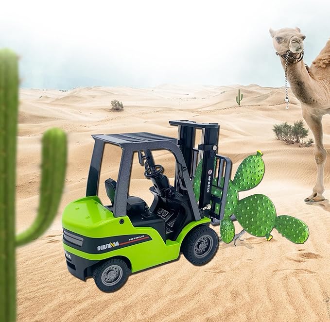 Warehouse Truck Vehicle Toy - Forklift Construction Toys for Kids, 1:50 Scale, Heavy Metal (Green)