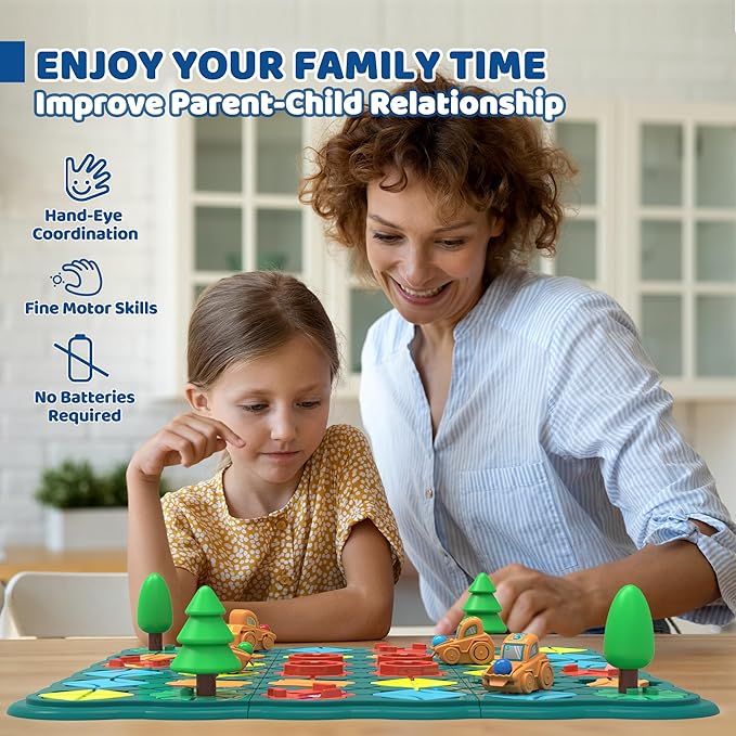 Kids Toys STEM Board Games - Logic Road Builder Brain Teasers Puzzles for 4 5 6 7 Year Old Boys Girls, Educational Montessori Birthday Gifts for Ages 4-8 Preschool Classroom Learning (65 PCS)