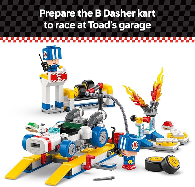 LEGO Super Mario: Mario Kart Toad's Garage - Nintendo Toy Building Set for Kids, Boys & Girls, Ages 8+ - Collectible Mario Kart Toy for Fans with 2 Blue Toad Figures - Gift Idea for Birthdays - 72035