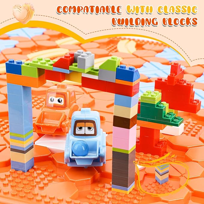 Road Builder Kids Logic Toys: Large Puzzle STEM Board Games, Educational Montessori Toys Birthday Gifts for Age 4-8 Year Old (Orange)