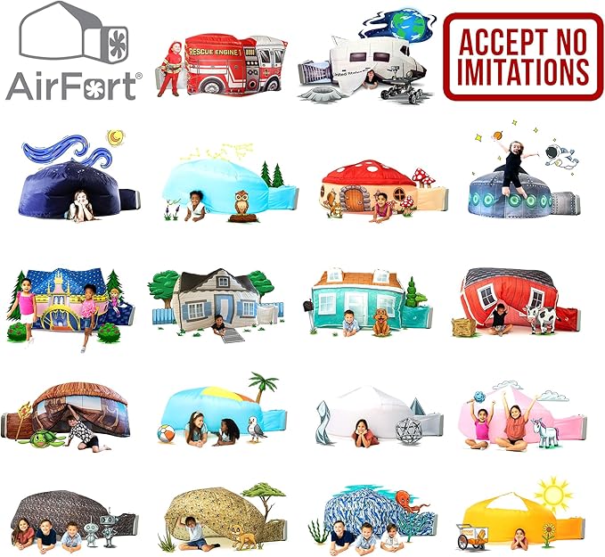 The Original Patented AirFort - Build A Fort in 30 Seconds, Inflatable Fort for Kids, Play Tent for 3-12 Years, A Playhouse Where Imagination Runs Wild, Fan not Included (Firetruck)