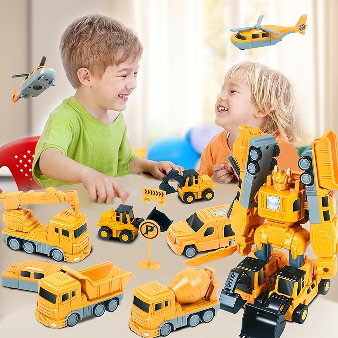 Magnetic Transform Engineering Car Assembled Toys with Storage Box, Transforming Robot Toy Construction Vehicle Toy Gift for Kids Age 3-5 4-8, Outdoor Toddler Activities Toys (35 Pcs)