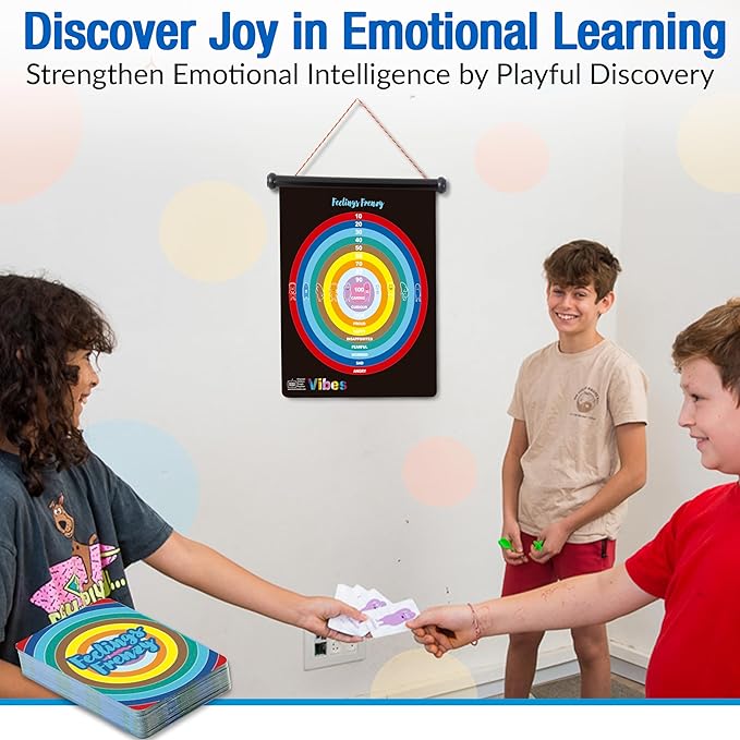 Vibes: Anger Management Toys | Therapy Games for Teens | 2-in-1 Feelings Dart Board for Kids and Families, Therapists, Teachers | Ideal for Play Therapy toys, Emotional Intelligence, and Social Skills