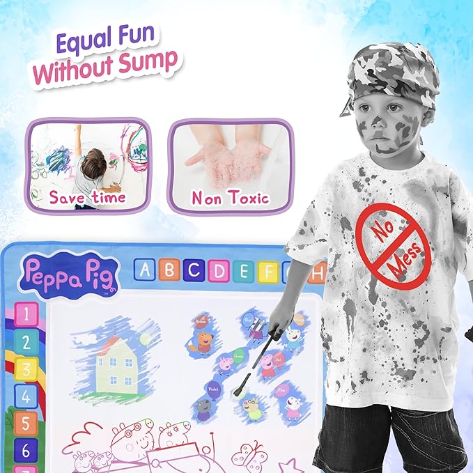 Kids Toys Water Doodle Mat - Peppa Pig Reusable Painting Writing Color Doodle Mat Drawing Board, Toddler Educational Toys for Age 3 and Up Year Old Girls & Boys (100cm x 100cm)