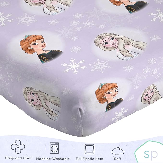 Saturday Park Disney Frozen Watercolor Queen Sheet Set - 4 Piece 100% Organic Cotton Sheets Featues Elsa & Anna - GOTS & Oeko-TEX Certified (Disney Official)