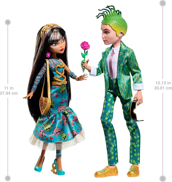 Monster High Howliday Love Edition Dolls, Cleo De Nile & Deuce Gorgon Collector 2-Pack with Valentine's Accessories & Displayable Packaging