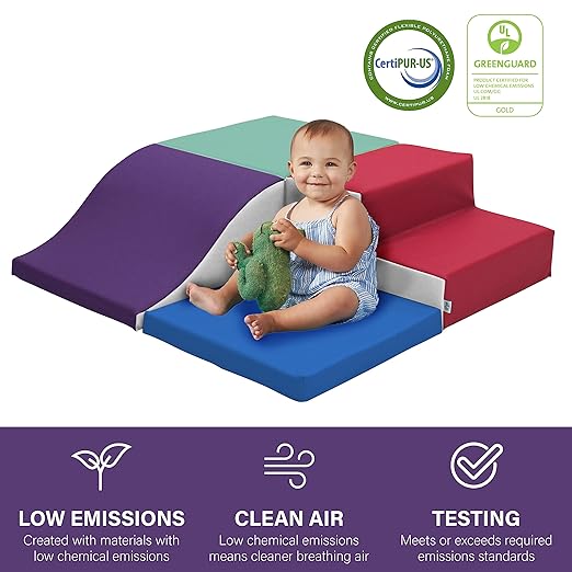Factory Direct Partners SoftScape Toddler Playtime Square Corner Climber, Indoor Active Playset for Toddlers and Kids, Safe Soft Foam for Crawling and Sliding (4-Piece) - Parfait, 13232-140