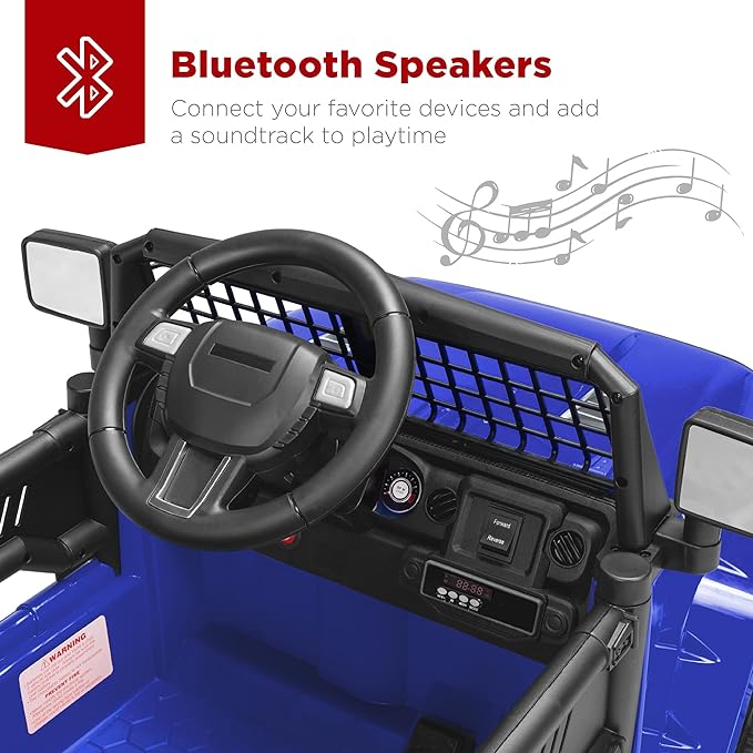 Best Choice Products 12V Kids Ride On Truck Car w/Parent Remote Control, Spring Suspension, LED Lights, AUX Port - Blue