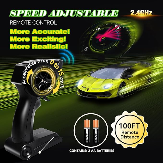 Lamborghini Remote Control Car, Officially Licensed 1:14 Lambo RC Car for Boys Girls Birthday Gift, Green Toys for 3 4 5 Years Old(Green)