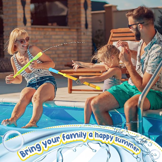 Jexine 72 Pcs Summer Crayon Water Gun 17 Inch Water Guns Bulk Pool Toys Colorful Plastic Water Shooters for Outdoor Swimming Pool Backyard Beach Sand Party Fighting Play Game (Yellow, Red, Green)