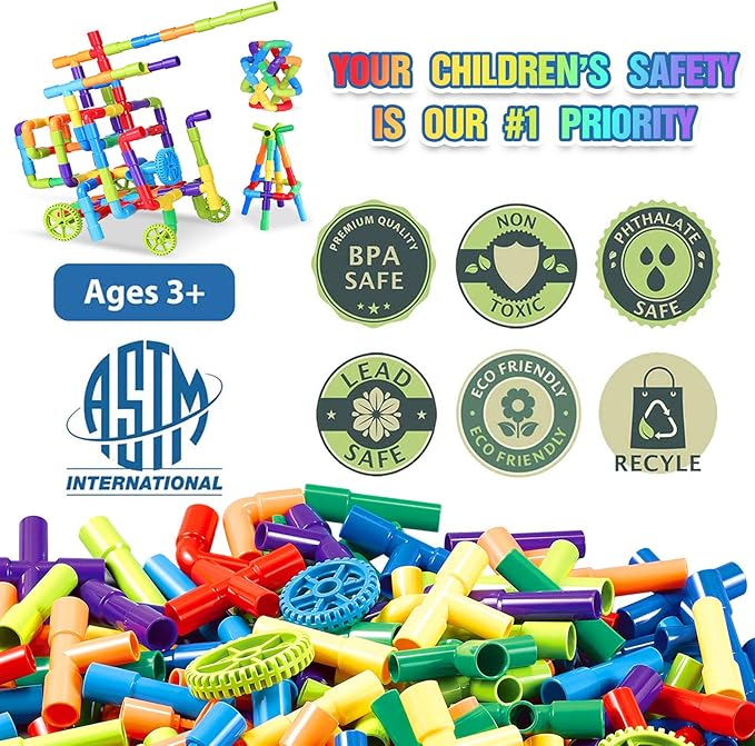 EP EXERCISE N PLAY 250PCS Toy Building Set for Kids Ages 3 4 5 | STEM Learning | Durable Plastic Blocks | Interactive Educational Toy for Toddlers Boys Girls