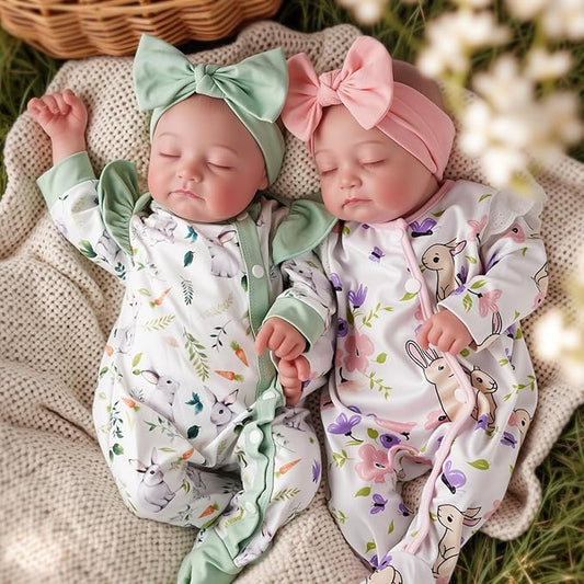 BABESIDE Lifelike Reborn Baby Dolls Twins, 20 inch Realistic Newborn Boy Girl Soft Vinyl Real Life Baby Dolls Sleeping with Clothes and Toy Gift for Kids Age 3+