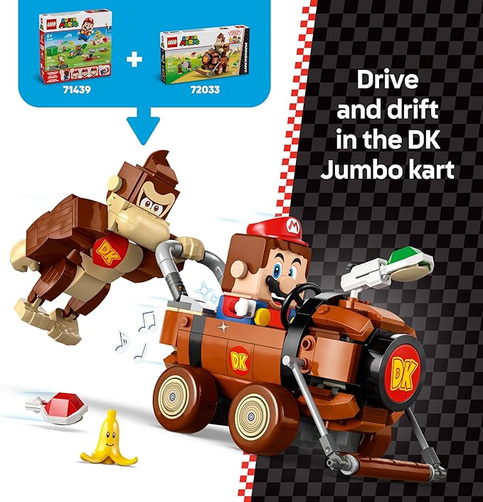 LEGO Super Mario: Mario Kart Donkey Kong & DK Jumbo - Collectible Toy Building Set for Kids, Boys and Girls, Ages 8+ - Nintendo Donkey Kong and Mario Kart Toy for Fans - Gift Idea - 72033