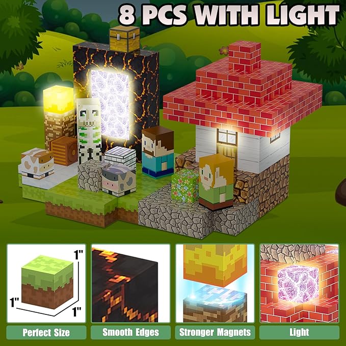 200PCS Magnetic Blocks Building Toys Set, Light Up Magnet Cubes, 3D Magnetic Building Blocks for Kids Boys Girls Ages 3+, STEM Sensory Christmas Birthday Present Construction Toys