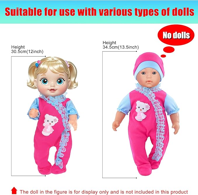 Doll Clothes 7 Sets Doll Playtime Outfits Clothes Hat Headband Fits for 10 Inch Baby Dolls 12 Inch New Born Baby/Alive Baby Dolls 14 inch Dolls (No Doll)