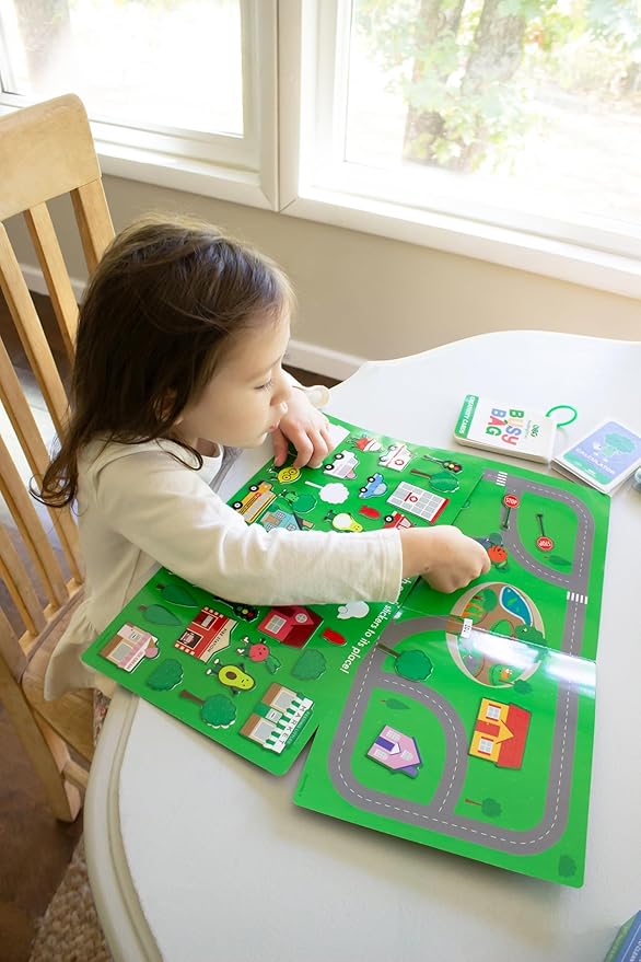 BapronBaby Feeding Littles Busy Bag (Sage Checkerboard) - Toddler Travel Activity Kit, Restaurant Activity Kit for Independent and Family-Wide Play, Age 3+