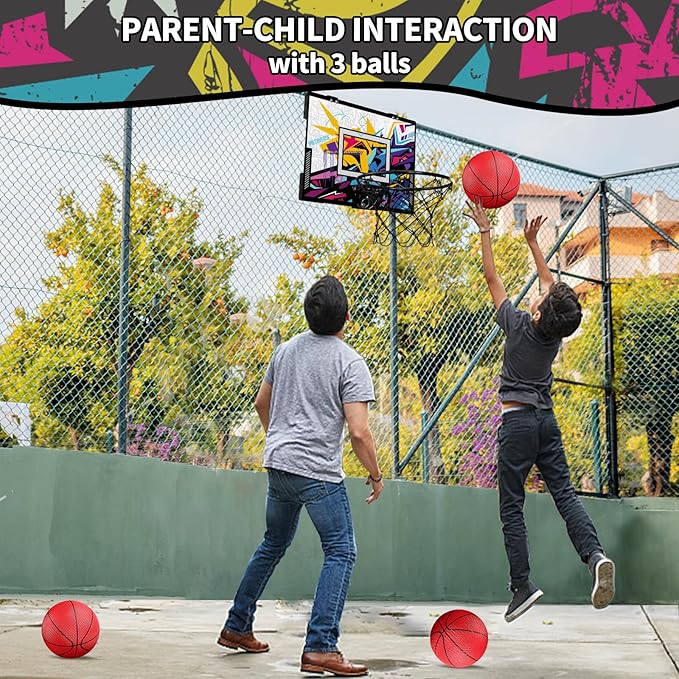 Basketball Hoop Indoor Basketball Toy Gifts for Kids Boys Girls Teens Adults, Suit for Bedroom/Office/Outdoor/Pool, Black