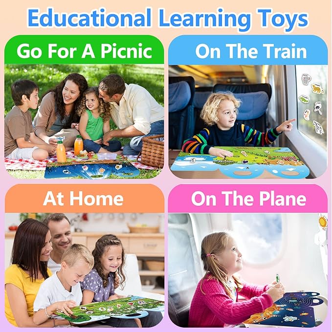 Reusable Sticker Books for Kids, 3 Sets Jelly Quiet Book, 126 Pcs Restickable Stickers for Kids, Preschool Learning Activities for Toddler Airplane Travel Essentials for Girls Boys 2-6 Year