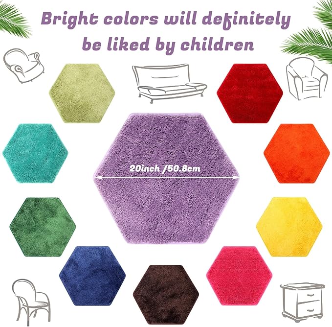 10 Pcs Kids Carpet Square Seats Soft Rainbow Floor Rug Mats Warm Colorful Hemming Floor Rug Cushions for Classroom Group Story Activity Home Play Area(20 Inch,Many Color)