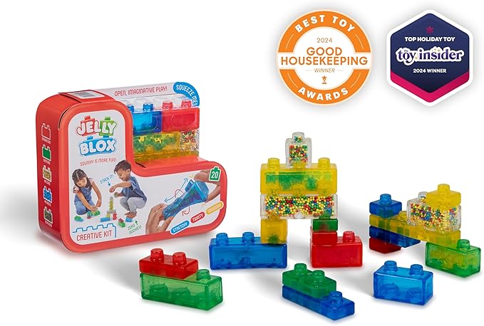 Goliath Jelly Blox Creative Kit | Includes 20 Blocks | Toddler & Preschool Building Blocks Kids Can Squeeze, Stretch, Squish | Safety Tested & Ouch-Free | Tactile, Sensory Play Toy for Ages 2+