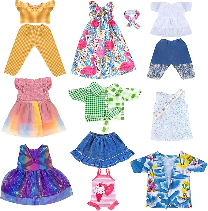 18-Inch-Doll-Clothes and Accessories - 8 Sets American Doll Clothes Compatible with All 18 inch Dolls Outfits Christmas Birthday Gift for Girls