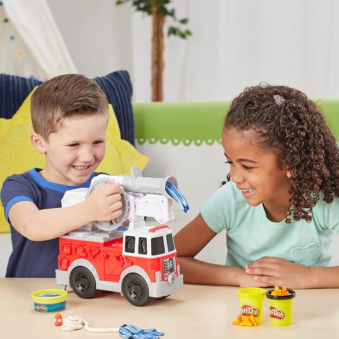 Play-Doh Wheels Fire Truck Toy Vehicle Set, 5 Cans, Preschool Toys for 3 Year Old Boys & Girls & Up, Imagination Toys (Amazon Exclusive)