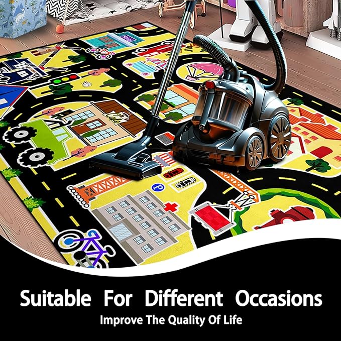 Kids Carpet City Play Mat - Cars Rugs for Boys Room Road Rug for Kids Car Track Rug for Bedroom Car Mat for Kids Toy Cars, 5x7 Feet