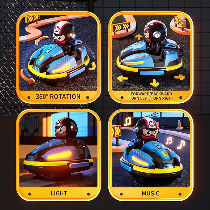 2 Pack RC Cars Toys for Toddlers|Remote Control Bumper Cars Toys with Music & Light & Spray for Kids|Birthday Gift for 3 4 5 6 7 8 Year Old Boys