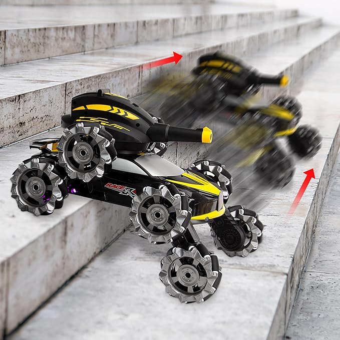 Rc Tank That Shoots 8WD Remote Control Water Bomb Car,8WD Remote Control Car,2.4GHz Gesture Sensing,Remote ControlStunt Truck,360°Rotating,8 9 10 11 12 Year Old Birthday Gifts 