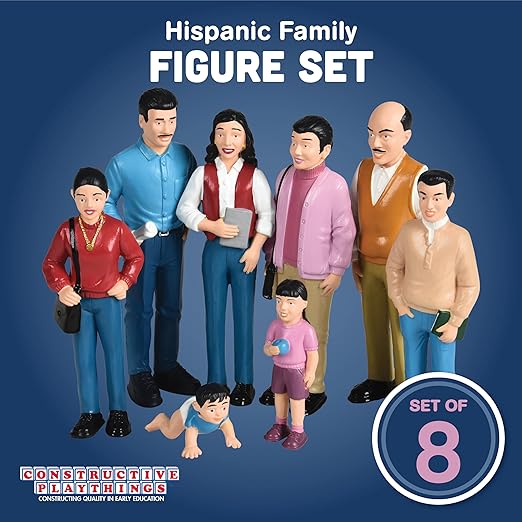 Creative Minds Marvel Education Hispanic Family Toy Figure Set for Kids Ages 3+, Set of 8 Inclusive and Diverse Dollhouse Toy Figurines, Multicolor