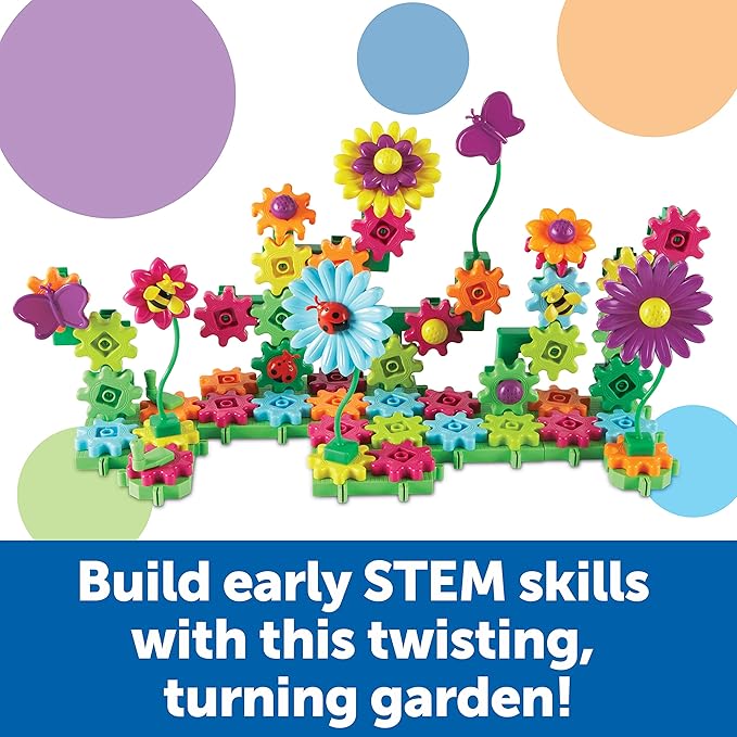 Learning Resources Gears! Gears! Gears! Build & Bloom Building Set - 116 Pieces, Ages 4+ Preschool Learning Toys, Gears for Kids, STEM Toys