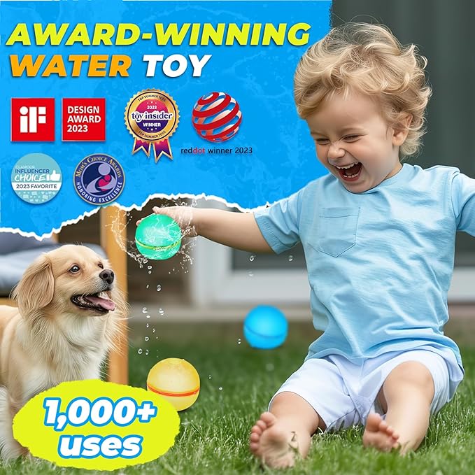 Reusable Water Balloons with Mesh Bag, Latex-Free Silicone Quick Self-Sealing Water Splash Bomb for Kids Adults Water Game, Bath Toy, Pool Toy, Summer Party Supplies (12PCS)
