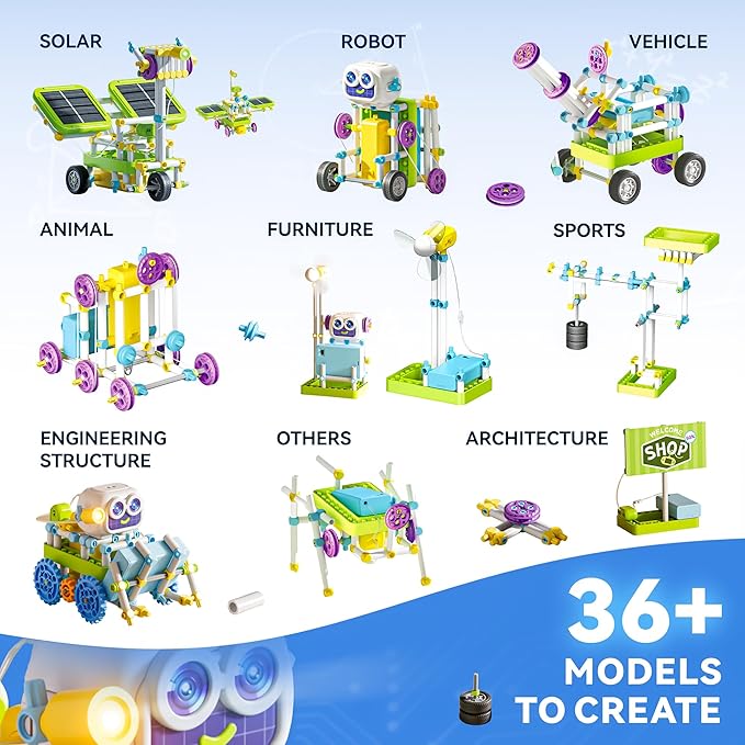 STEM Toys, SMILESSKIDDO 434 PCS Building Blocks, 36+ Robot Models Learning & Education Science Kit Toys, 5 6 7 8 9 10 11 12 Year Old Boy and Girl Gift