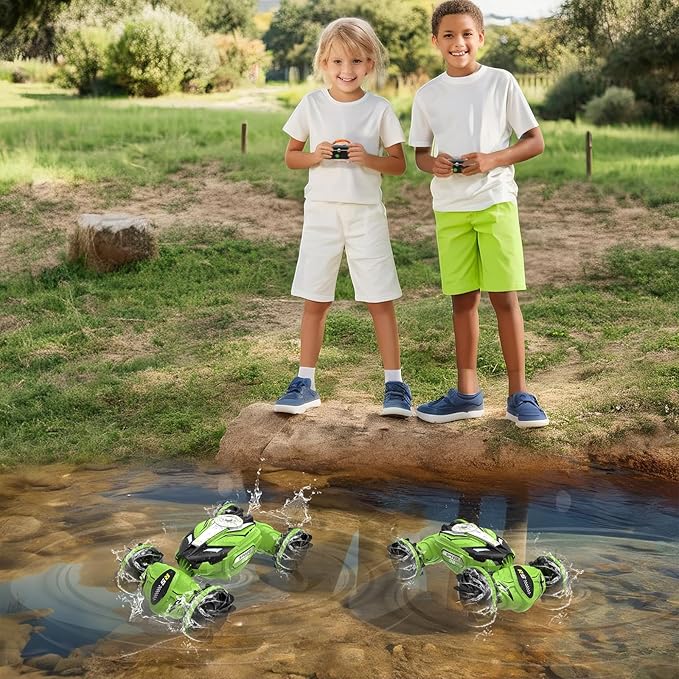 Amphibious Remote Control Car Boat - 4WD Gesture RC Stunt Car 2.4 GHz Transforms Waterproof Vehicle Toys for 5-12 Year Old All Terrain Water Beach Pool Summer Fun Toys for Kids Ages 8-12 Boys