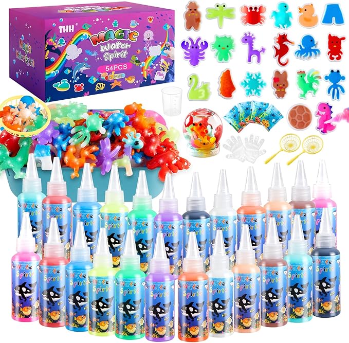 Aqua Fairy Water Gel Kit, Magic Water Elf Toy Kit, Toys Gifts for 3-12 Year Old Boys Girls Kids, Craft Kit with 24 Colors Magic Gel and 20 Shape Molds, Party Favors, Arts & Crafts DIY STEM Toy