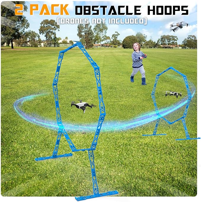Drone Obstacle Course, Includes 2 Pack Easy to Build Obstacle Hoop, FPV Racing Drone Loop Gate, Suitable Competition RC FPV Racing of Drones or Model Aircraft Games for Age 6-12 Kids or Adults