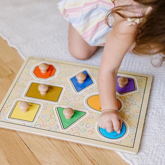 Melissa & Doug Deluxe Jumbo Knob Wooden Puzzle - Geometric Shapes (8 pcs)