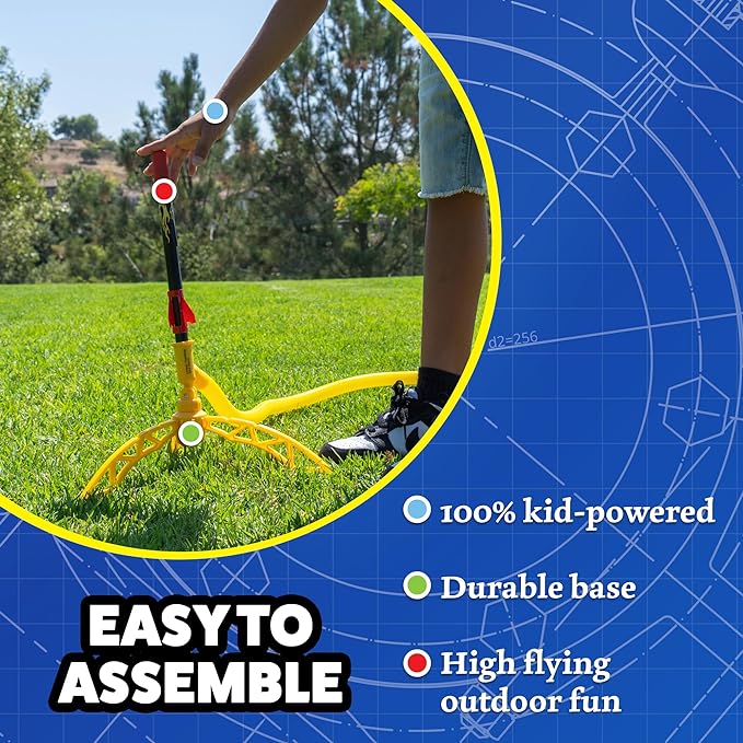 Stomp Rocket Super High-Performance X-Treme Rocket Launcher for Kids Soars Up to 400 Feet - 6 Rockets - Fun Outdoor Toys for Boys & Girls - STEM Foam Blaster - Ages 9 and Up
