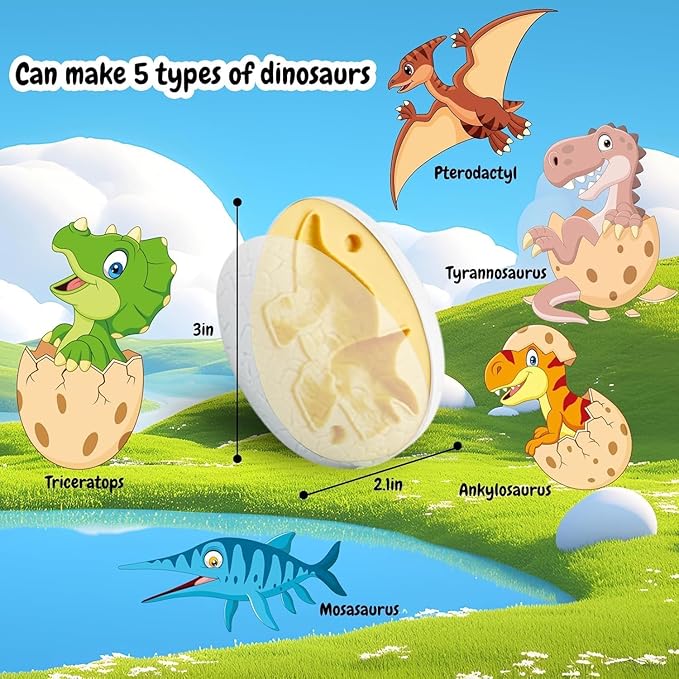 55PCS Dough Play Sets for Kids 3-6, Sliding/Portable Dinosaur Storage Case with Light & Sound, Toddler Play Clay Kit with Dinosaur Modle Eggs, Gift for 3 4 5 6 7 8 Year Old Girls Boys