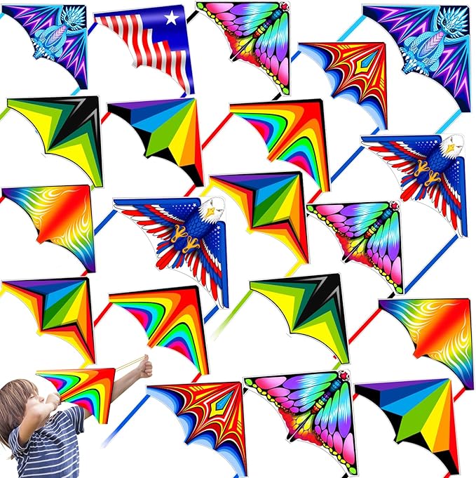 20 Pcs Flying Toys| Small Kites| Airplane Launcher Toys for Kids 3-5 6 7 8 Stocking Stuffers, Outdoor Toys Flying Kites Bulk Goodie Bags Stuffers| Party Favors for Kids 3-5 4-8 Beach Trip