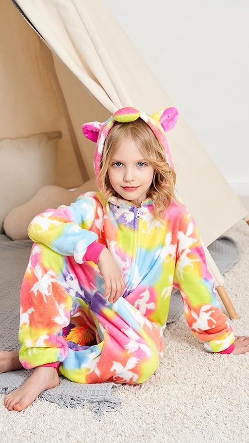 Kids Unicorn Onesie Pajamas One-Piece Cosplay Costume Animal Sleepwear Girls And Boys