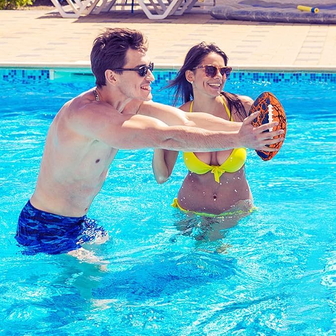 Jasonwell Pool Beach Water Football - Waterproof Football Strong Grip Fun Pool Toys Games for Swimming Pools Beach Lake Park Backyard Outdoor Play for Kids Children Teens Adults Family