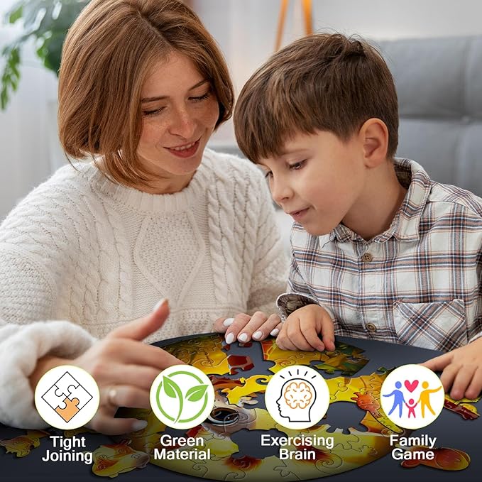 Easter Gifts for Kids Girls Boys, Easter Basket Stuffers, Wooden Jigsaw Puzzles for Kids Ages 4-6, 50 Piece Unique Shape Animal Theme Puzzle - Preschool Learning Educational Toys for Kid 3+ (Giraffe)