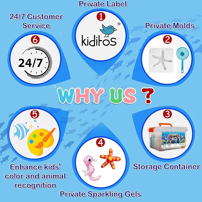 Kiditos Magic Water Elf Toy Kit, Aqua Fairy Water Gel Kit-20 Magic Gel&10 Animal Molds–Make Your Own Water Pets & Squishy Toys–Fun Summer DIY Craft Kit, Birthday Gifts & Party Favors for Kids Ages 3+