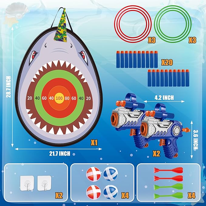 APEO Dart Board for Kids Dart Board Toys for Ages 8-13 with Gun Sticky Balls Darts and Rings Indoor Outdoor Yard Halloween Birthday Party Games for Kids Funny Gifts for 12 Year Old Boy