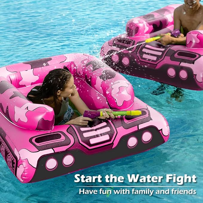 Inflatable Tank Pool Floats Adults - Jasonwell Kids Pool Floaties Swimming Pool Tank with Water Cannon Gun Swim Floaty Rafts Lake Beach Party Pool Toys for Boys Girls Kids Adults